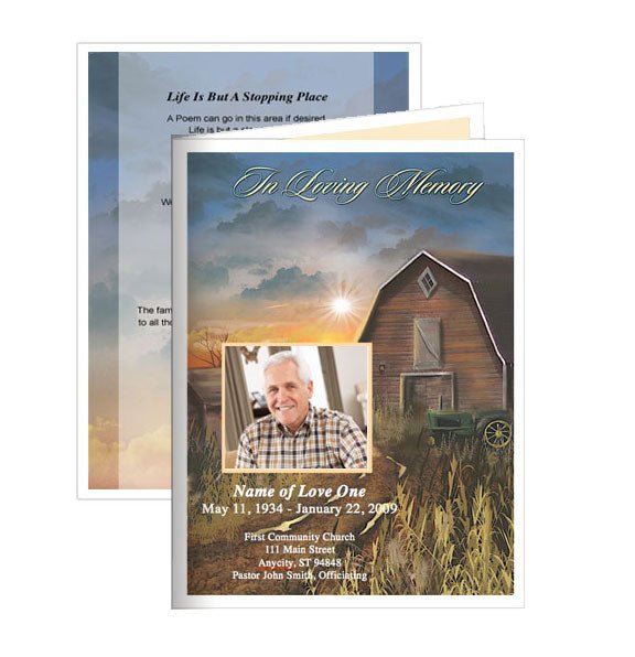 Barn Small Memorial Card Template - The Funeral Program Site