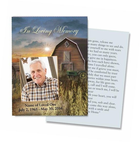 Barn Small Memorial Card Template - The Funeral Program Site