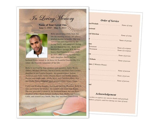 Baseball Funeral Flyer Template - The Funeral Program Site