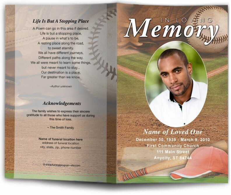 Baseball Funeral Program Template - The Funeral Program Site