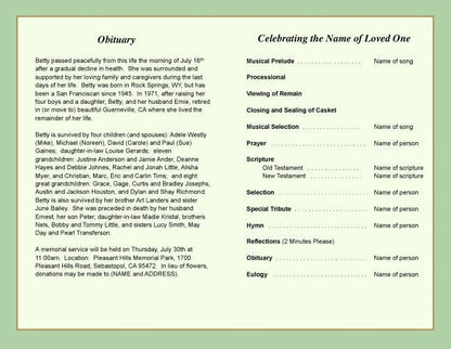 Baseball Funeral Program Template - The Funeral Program Site