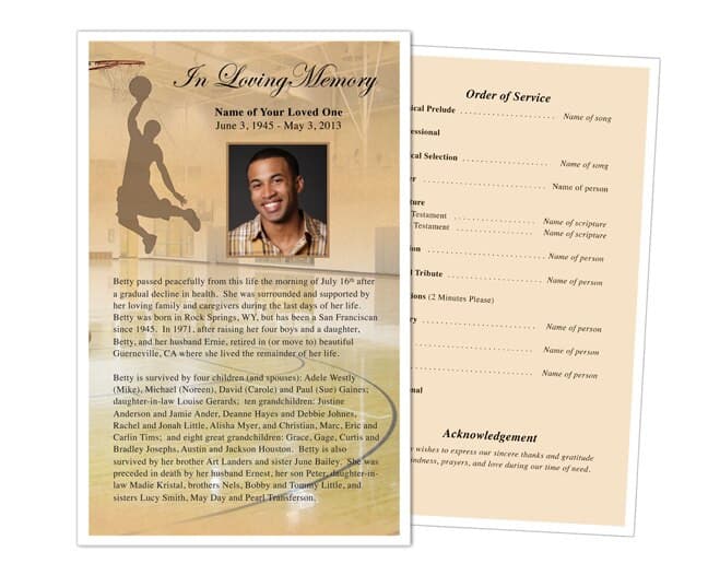 Basketball Funeral Flyer Template - The Funeral Program Site