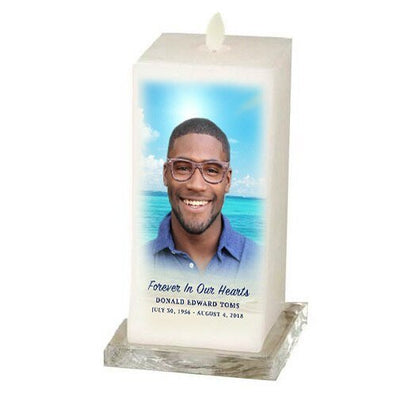 Beach Square Dancing Wick LED Memorial Candle - The Funeral Program Site