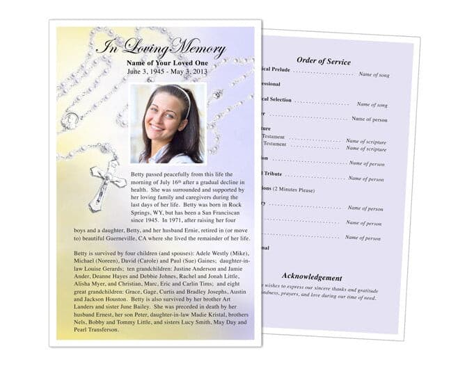 Beads Funeral Flyer Template - The Funeral Program Site