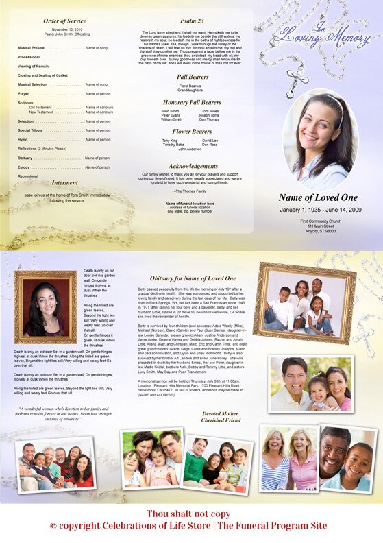 Beads Trifold Funeral Brochure Template - The Funeral Program Site