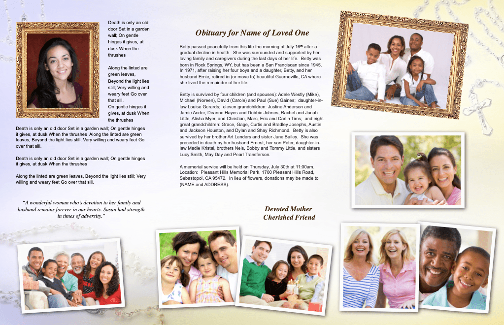 Beads Trifold Funeral Brochure Template - The Funeral Program Site