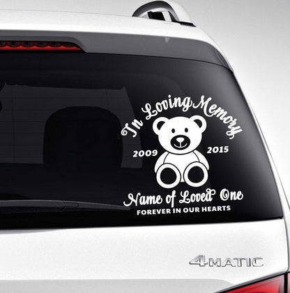 Bear In Loving Memory Car Decal - The Funeral Program Site