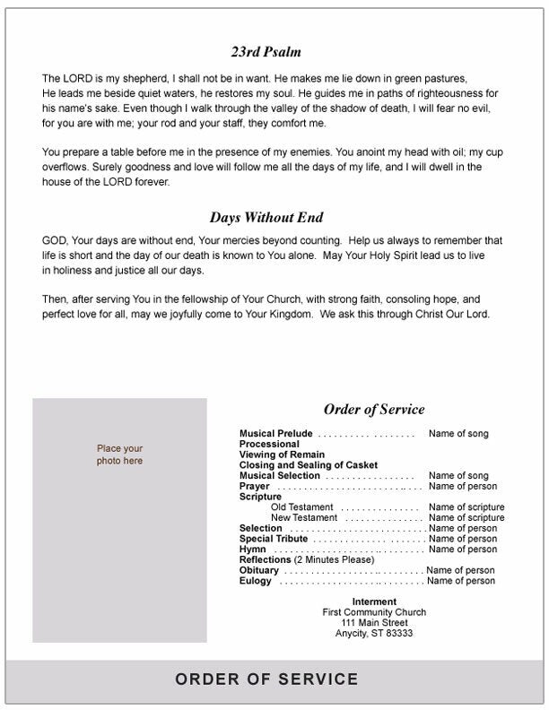 Beloved 8 - Sided Graduated Bottom Fold Template - The Funeral Program Site