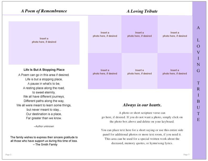 Beloved 8 - Sided Graduated Funeral Program Template - The Funeral Program Site