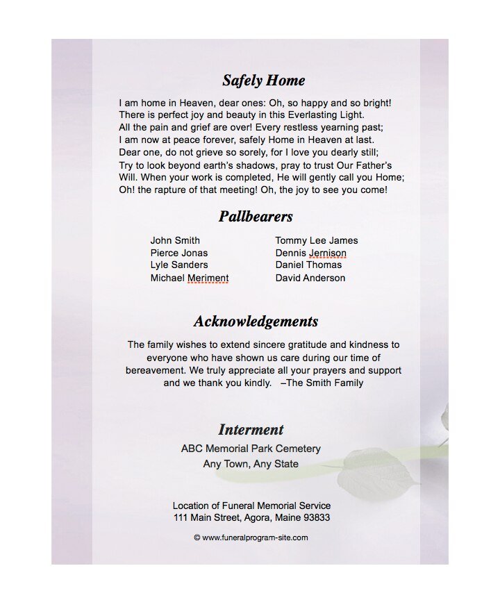 Beloved 8 - Sided Graduated Funeral Program Template - The Funeral Program Site