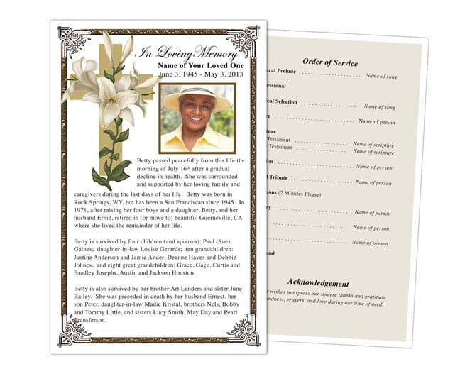 Bethany Funeral Flyer Template - The Funeral Program Site