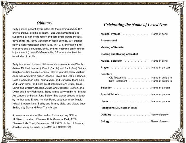 Bethany Funeral Program Template - The Funeral Program Site