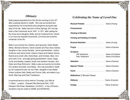 Bethany Funeral Program Template - The Funeral Program Site