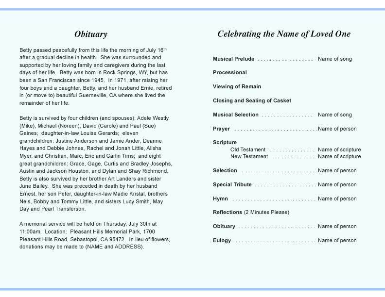 Big Rig Funeral Program Template - The Funeral Program Site