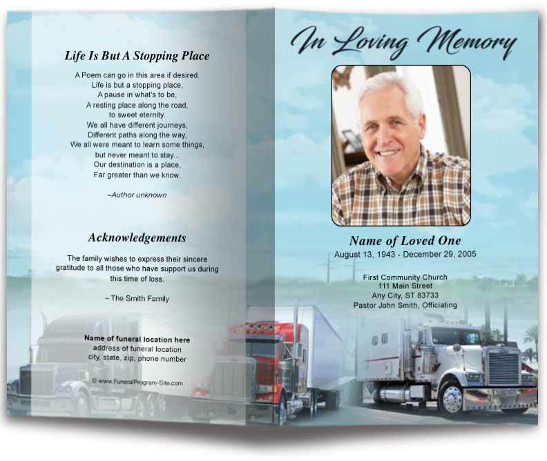 Big Rig Funeral Program Template - The Funeral Program Site