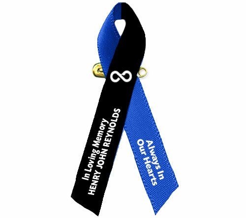 Black Blue Awareness Ribbon Loss of A Male Loved One - Pack of 10 - The Funeral Program Site