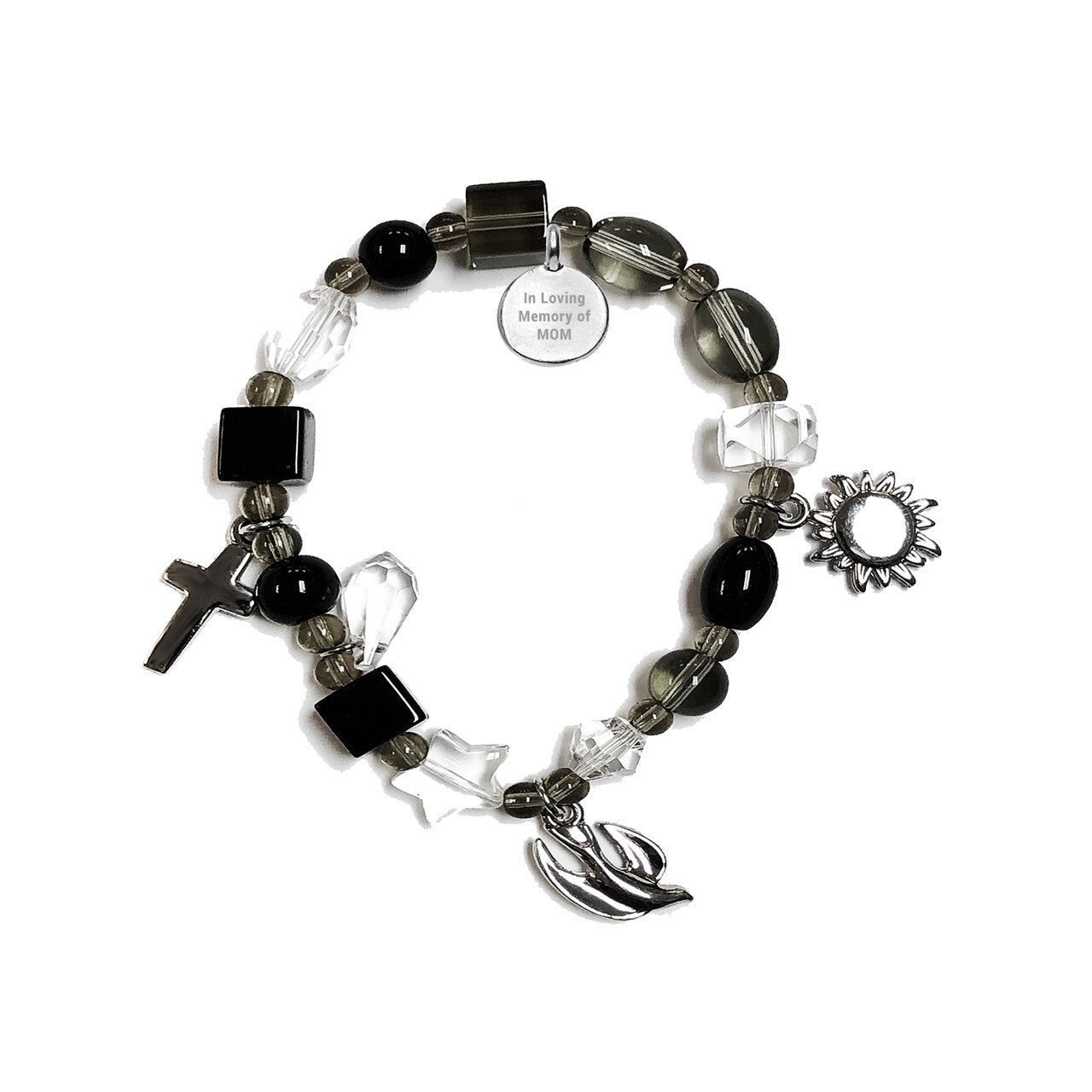 Black Glass Bead Memorial Bracelet In Loving Memory of - The Funeral Program Site