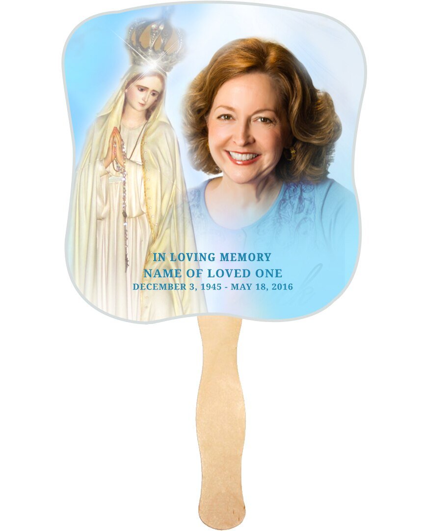 Blessed Cardstock Memorial Fan With Wooden Handle (Pack of 10) - The Funeral Program Site