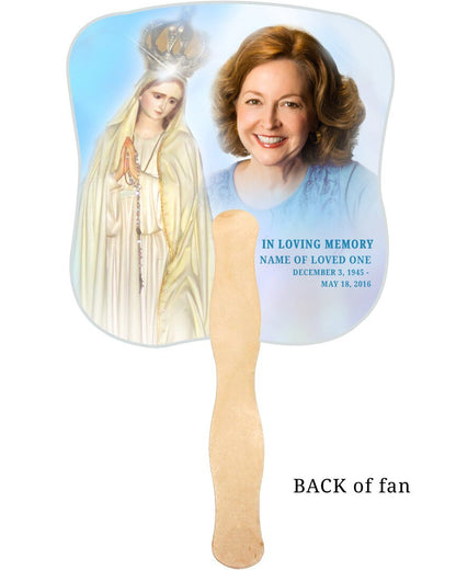 Blessed Cardstock Memorial Fan With Wooden Handle (Pack of 10) - The Funeral Program Site