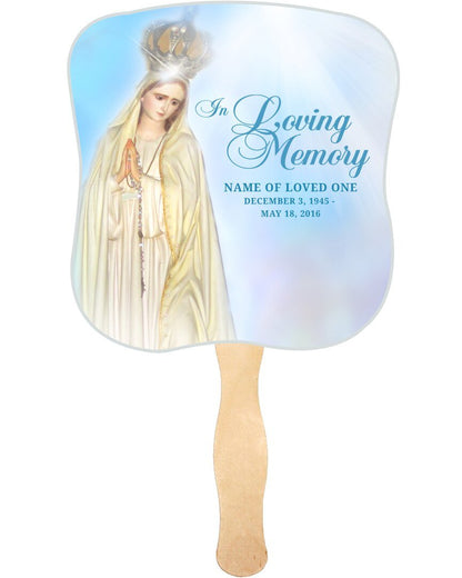 Blessed Cardstock Memorial Fan With Wooden Handle (Pack of 10) - The Funeral Program Site