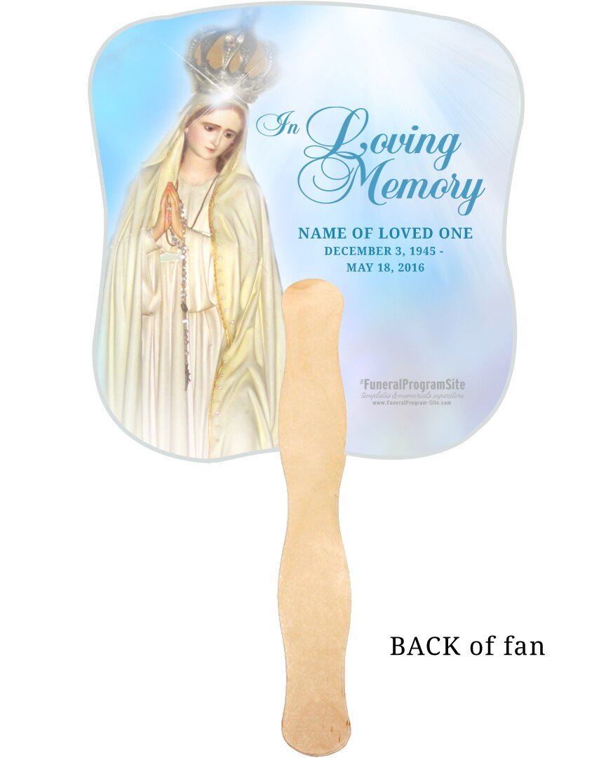 Blessed Cardstock Memorial Fan With Wooden Handle (Pack of 10) - The Funeral Program Site