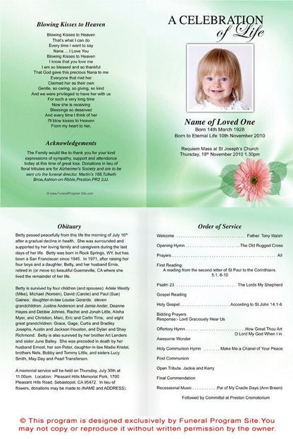 Blossom A4 Funeral Order of Service Template - The Funeral Program Site