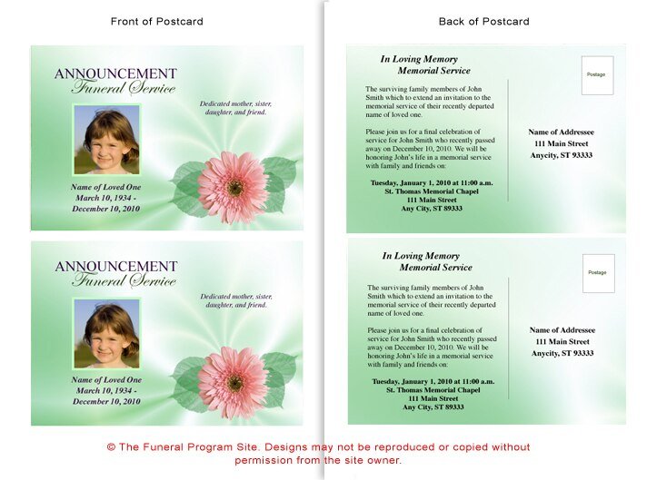 Blossom Funeral Announcement Template - The Funeral Program Site