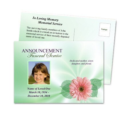 Blossom Funeral Announcement Template - The Funeral Program Site