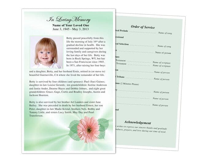 Blossom Funeral Flyer Template - The Funeral Program Site