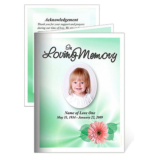 Blossom Small Memorial Card Template - The Funeral Program Site