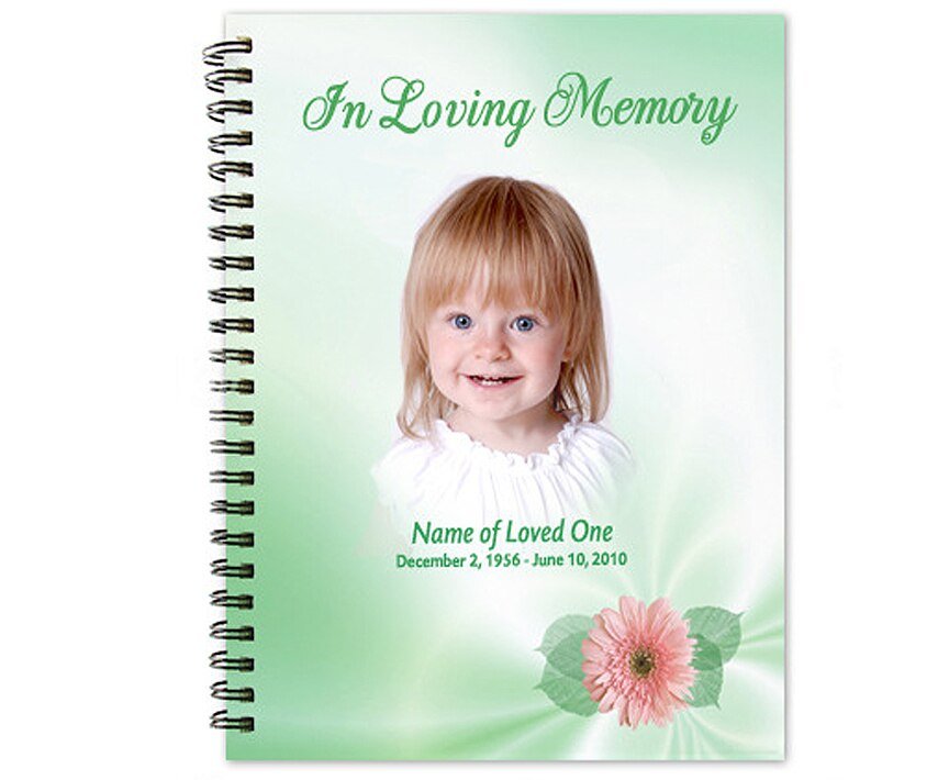 Blossom Spiral Wire Bind Memorial Funeral Guest Book - The Funeral Program Site