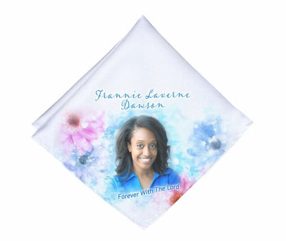 Blue Beauty Personalized Memorial Handkerchief - The Funeral Program Site