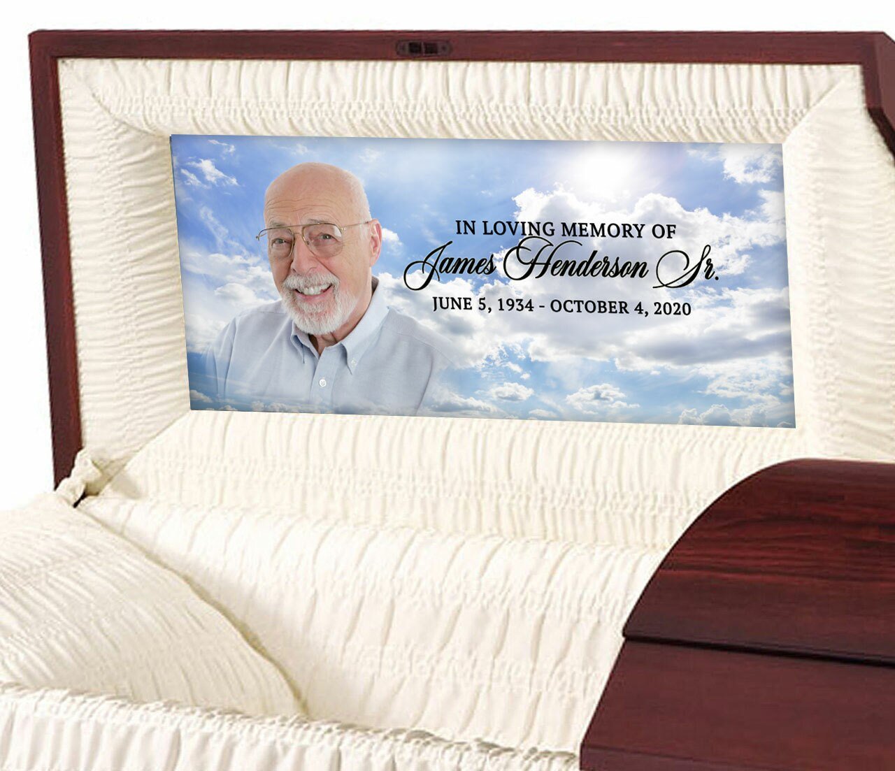 Blue Skies Design Custom Casket Panel Insert - The Funeral Program Site