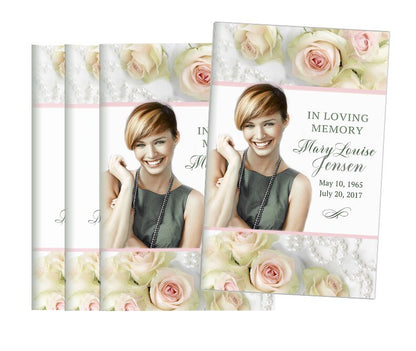 Blush Roses Bifold Funeral Program Design & Print (Pack of 50) - The Funeral Program Site