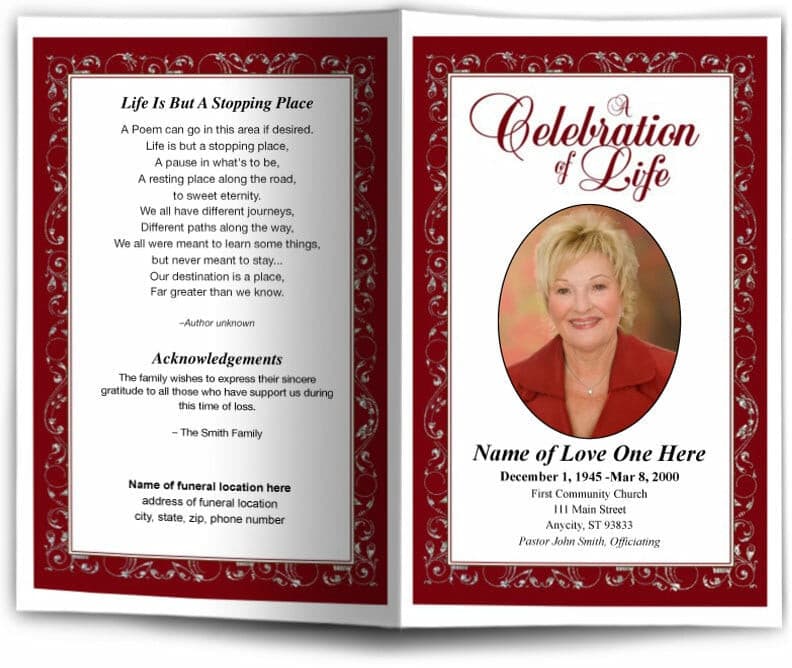 Borderline Funeral Program Template - The Funeral Program Site