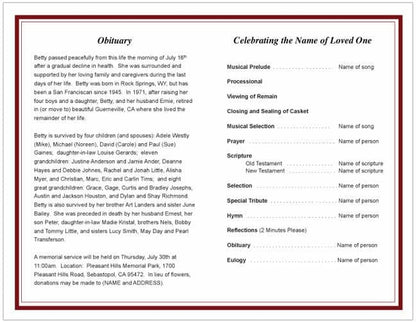 Borderline Funeral Program Template - The Funeral Program Site