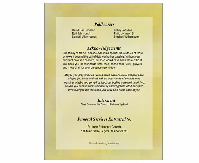 Bouquet Funeral Booklet Template - The Funeral Program Site