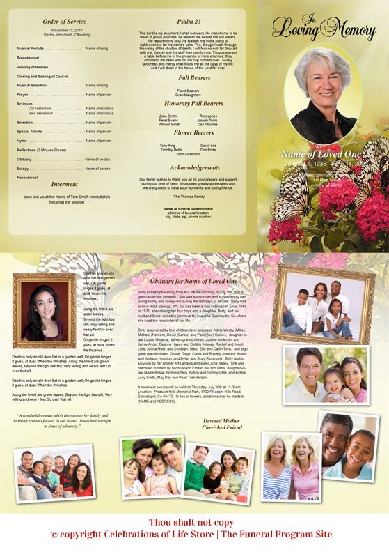 Bouquet Funeral Brochure Template - The Funeral Program Site