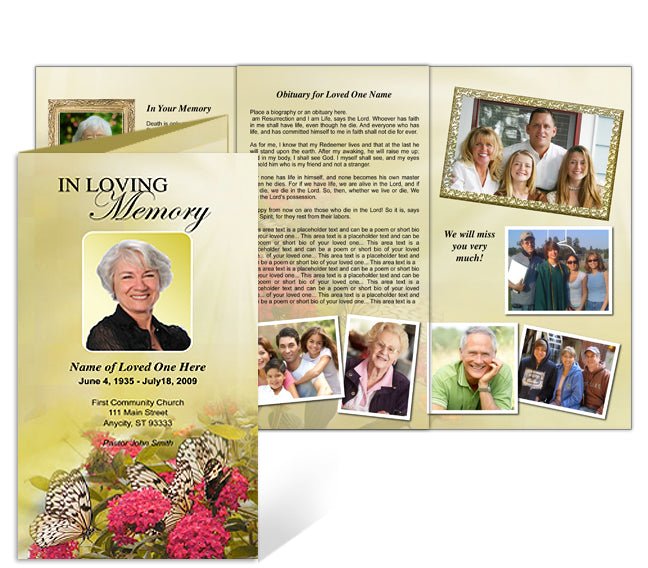 Bouquet Funeral Brochure Template - The Funeral Program Site