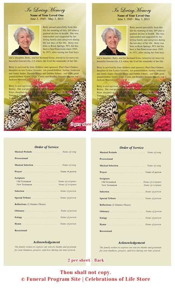 Bouquet Funeral Flyer Template - The Funeral Program Site