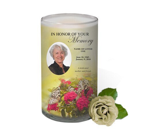 Bouquet Personalized Glass Memorial Candle - The Funeral Program Site