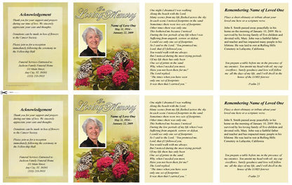 Bouquet Small Memorial Card Template - The Funeral Program Site