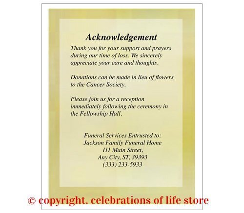 Bouquet Small Memorial Card Template - The Funeral Program Site