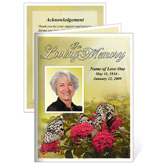 Bouquet Small Memorial Card Template - The Funeral Program Site