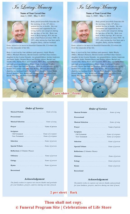 Bowling Funeral Flyer Template - The Funeral Program Site