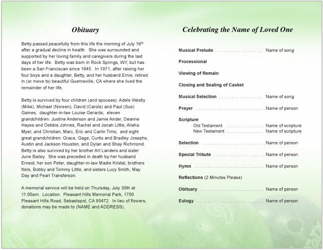 Bowling Funeral Program Template - The Funeral Program Site