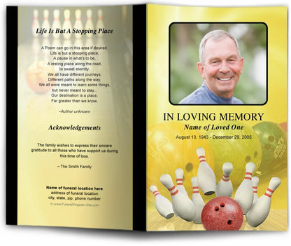 Bowling Funeral Program Template - The Funeral Program Site