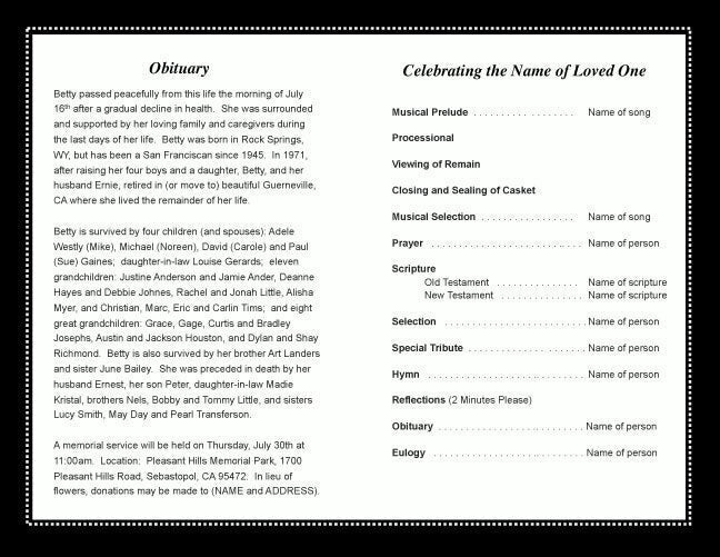 Boxing Funeral Program Template - The Funeral Program Site