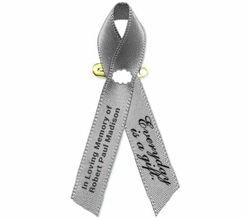 Brain Cancer Awareness Ribbon (Gray) - Pack of 10 - The Funeral Program Site