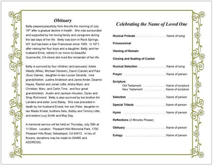 Branches Funeral Program Template - The Funeral Program Site